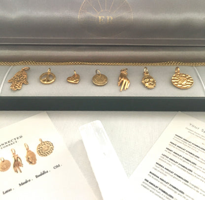 18K Gold 7 Spiritually Connected Amulet Necklace Set