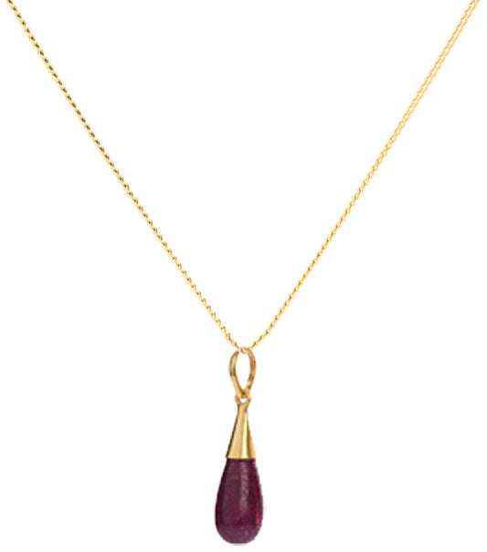 18K Gold Ruby Root Chakra Droplet Pendant Necklace