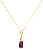 18K Gold Ruby Root Chakra Droplet Pendant Necklace