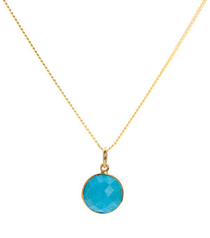 18K Gold Turquoise Throat Chakra Pendant Necklace