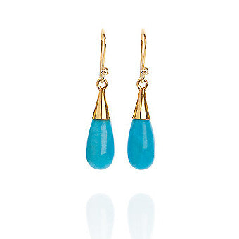 18K Gold Turquoise Throat Chakra Earrings