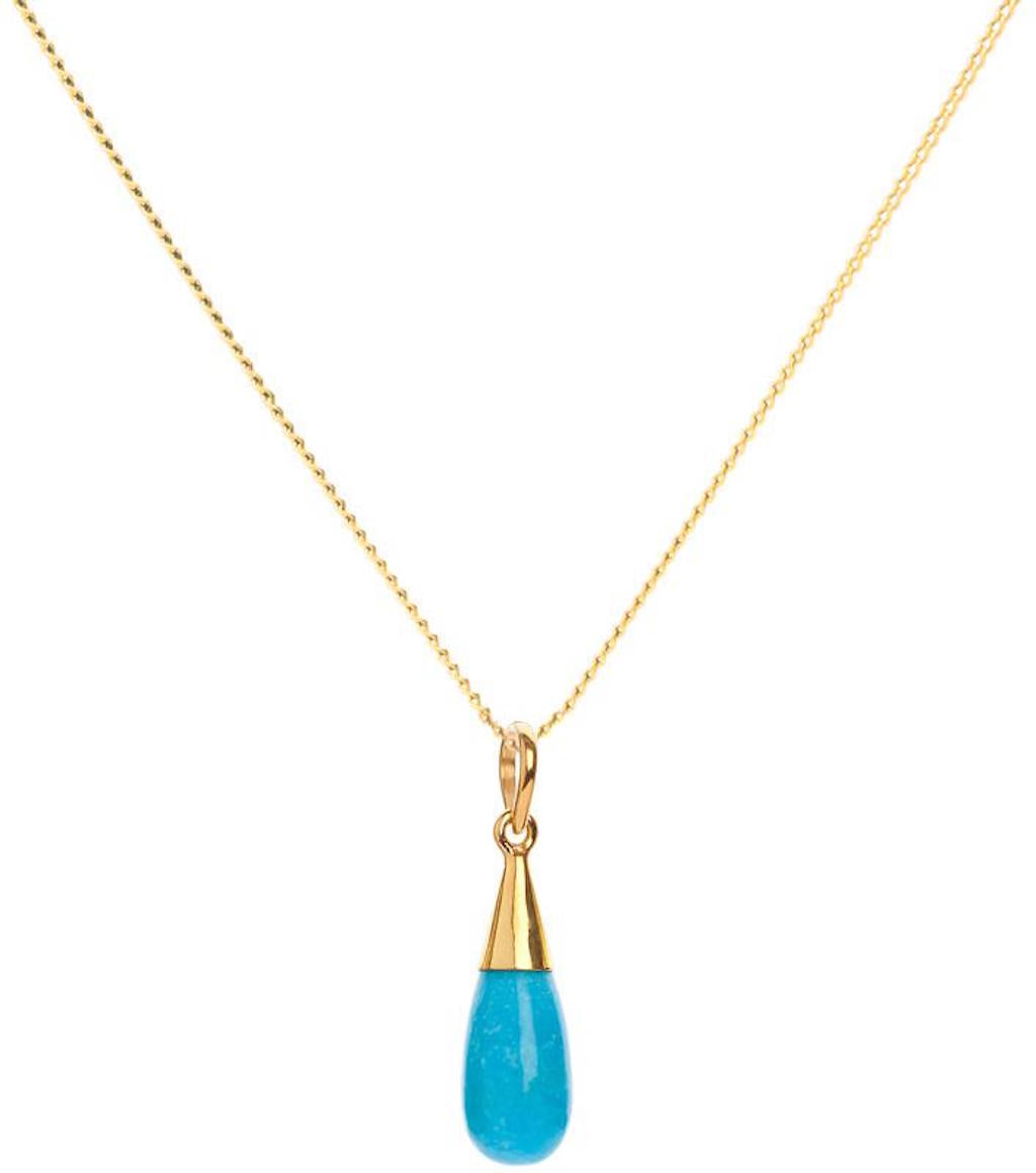 18K Gold Turquoise Throat Chakra Droplet Necklace & Earrings Gift Set